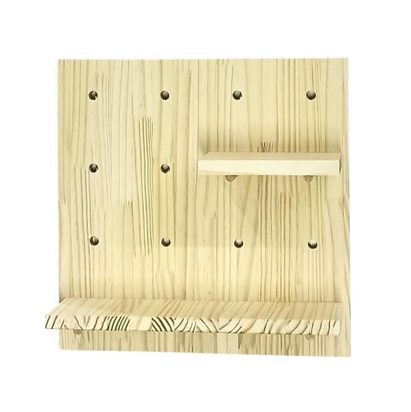 Imagem de Painel Pegboard Prateleira Decorativa Madeira Pinus 40Cm