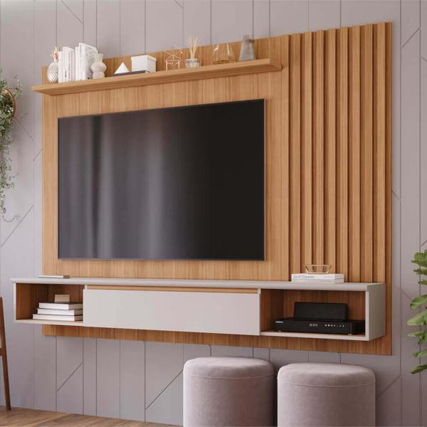 Imagem de Painel Permóbili Bahamas para TV de até 65 com Nicho Decorativo - Nature/Off White