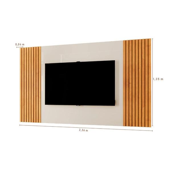 Imagem de Painel Piazza Ripado 237 cm MDF e MDP Naturalle e Off White