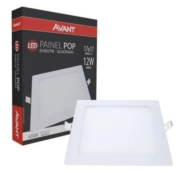 Imagem de Painel Plafon 12w Led Quadrado Embutir 17x17 Branco Frio 6500k