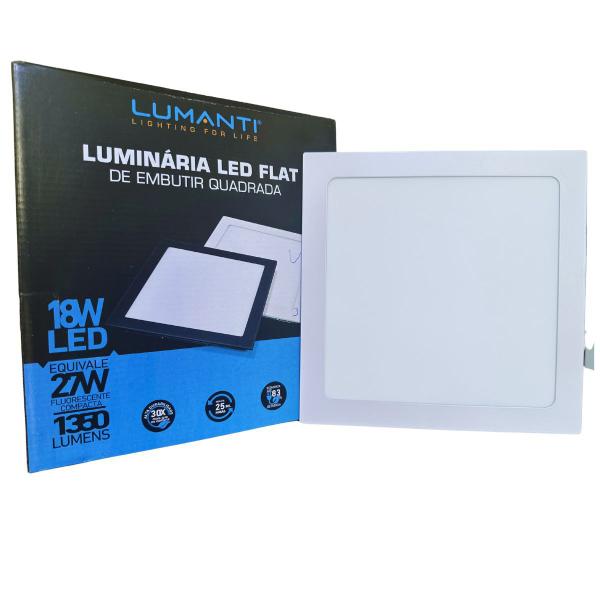 Imagem de Painel Plafon 18W de Embutir Quadrado Branco Slim Led 3000K