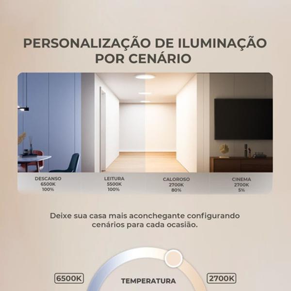 Imagem de Painel Plafon 18W Led Rgb Redondo Embutir Sensor Rítmico Bivolt 110V/220V APP Celular Comando de voz Colorido