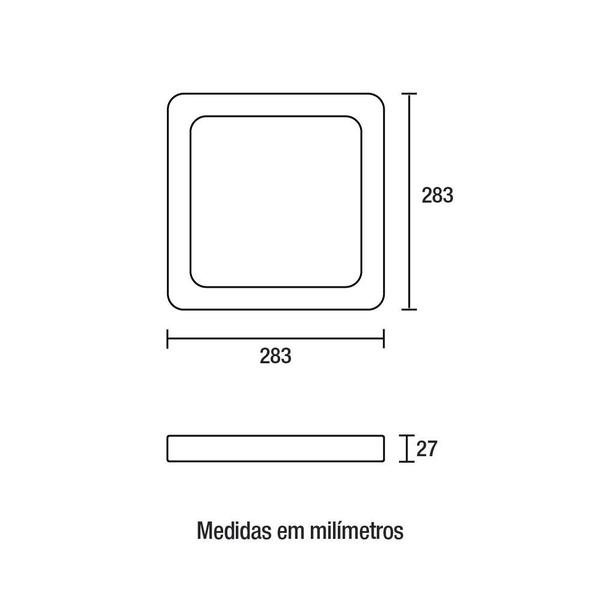 Imagem de Painel Plafon ABS Led Sobrepor 24w Quadrado Bivolt 28cm