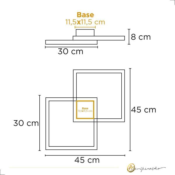 Imagem de Painel Plafon Case Led 3000K Sobrepor Cobre Fosco Bivolt 40W