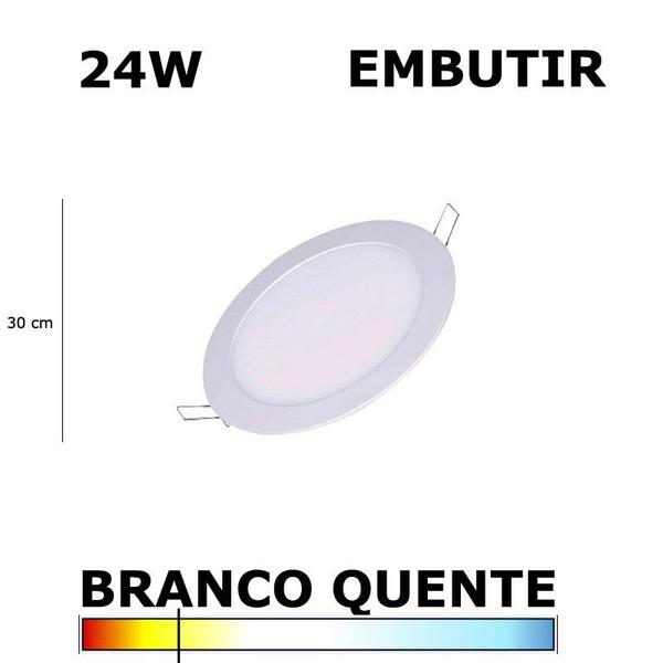 Imagem de Painel Plafon de Embutir Redondo 30cm Led 24W 3000K Bivolt