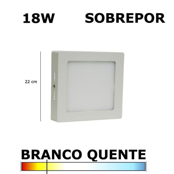 Imagem de Painel Plafon de Sobrepor Quadrado 22cm Led 18W 3000K Bivolt