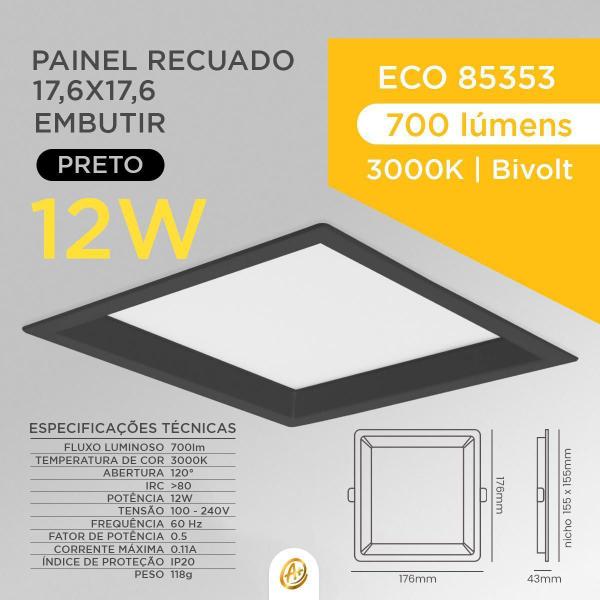 Imagem de Painel Plafon Embutir Quadrado Recuado Led 12W Bivolt Opus