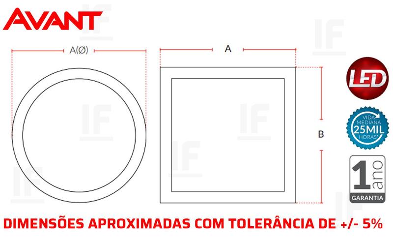 Imagem de Painel Plafon Led 12w Redondo Embutir Branco Frio Gesso Teto