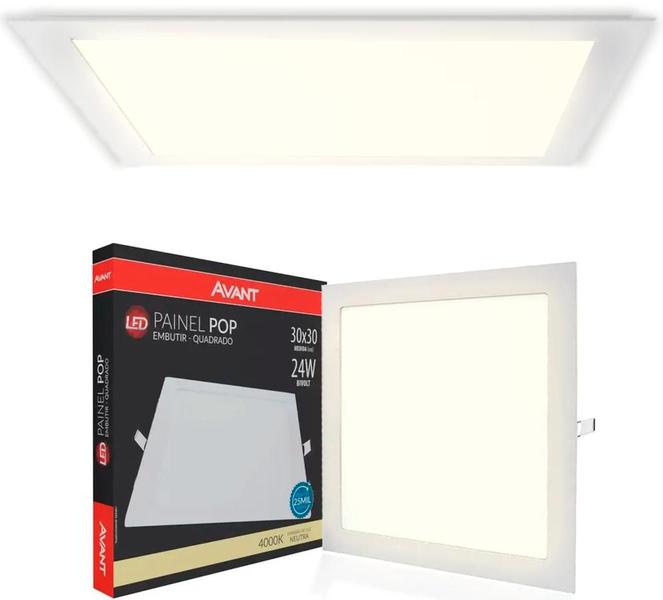 Imagem de Painel Plafon Led 24w Quadrado Embutir Branco Neutro