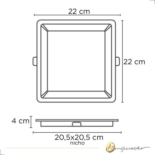 Imagem de Painel Plafon Led De Embutir 18W Recuado Quadrado 22X22 Opus