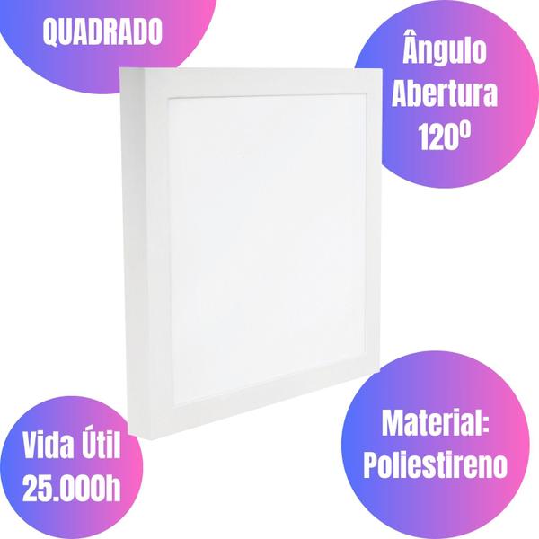 Imagem de Painel Plafon Led de Sobrepor Quadrado 28x28 Branco Frio Bivolt