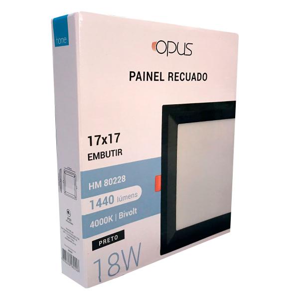 Imagem de Painel Plafon Led Embutir Recuado 17X17cm 18W 4000K Preto Bivolt - Opus - HM80228