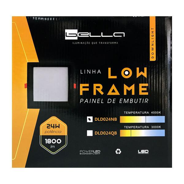 Imagem de Painel Plafon Led Embutir Recuado 22,5X22,5cm 24W 4000K Preto Bivolt - Bella Iluminação - DLD024NB