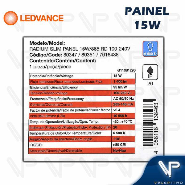 Imagem de Painel plafon led ledvance/radium 15w embutir redondo 6500k(branco frio) bivolt kit10