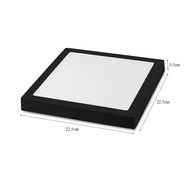 Imagem de Painel Plafon Led Sobrepor 22,5X22,5cm 20W 3000K Bivolt Preto - Save Energy - SE-240.1616