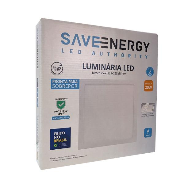 Imagem de Painel Plafon Led Sobrepor 22,5X22,5cm 20W 5700K Branco Bivolt - Save Energy - SE-240.598