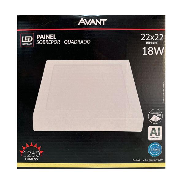 Imagem de Painel Plafon Led Sobrepor 22X22cm 18W 4000K Branco Bivolt - Avant - 768100875