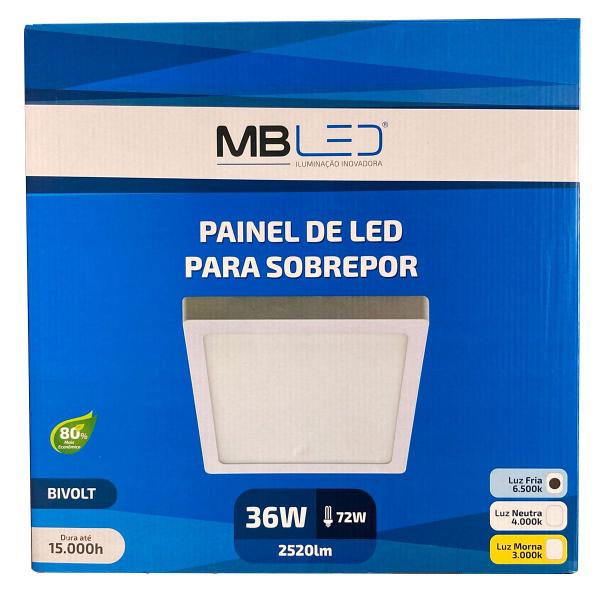 Imagem de Painel Plafon Led Sobrepor 40X40cm 36W 6500K Bivolt - MB Led - 4078