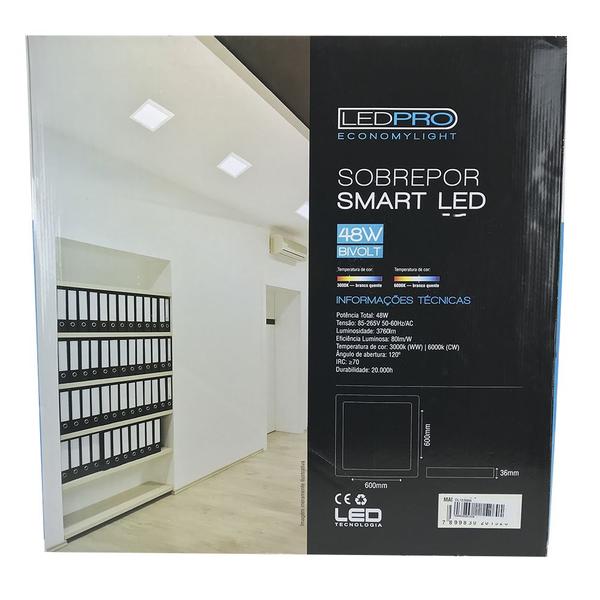 Imagem de Painel Plafon Led Sobrepor 60X60cm 48W 3000K Bivolt - Bella Iluminação - DL103WW