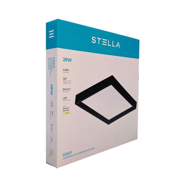 Imagem de Painel Plafon Led Sobrepor Recuado 35X35cm 28W 4000K Preto Bivolt - Stella - STL23905PTO/40