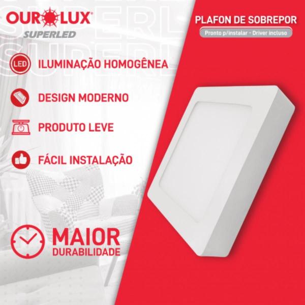 Imagem de Painel Plafon Luminária Led 24W Sobrepor Quadrado Bivolt