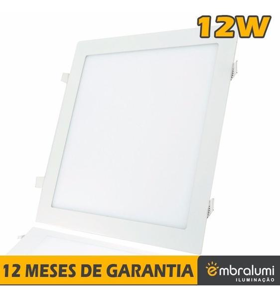 Imagem de Painel Plafon Luminária Premium Led Quadrado Embutir 12w