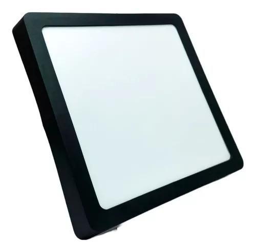 Imagem de Painel Plafon Preto 25w Sobrepor Quadrado Branco Frio 6500k Bivolt 110/220v Luminária Gesso