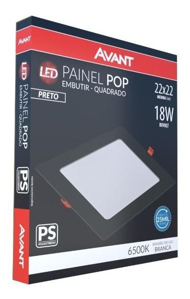 Imagem de Painel Plafon Quadrado Embutir 18w Preto Branco Frio 6500k PS-PR