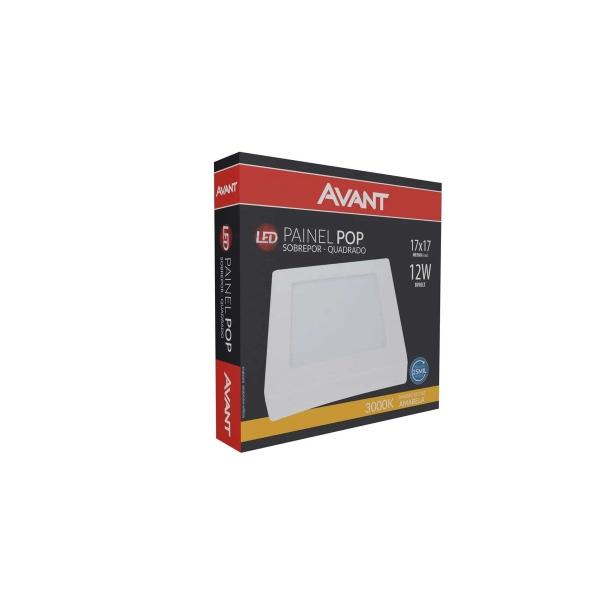 Imagem de Painel Plafon Sobrepor Led Quadrado 3000k 12w Bivolt Avant