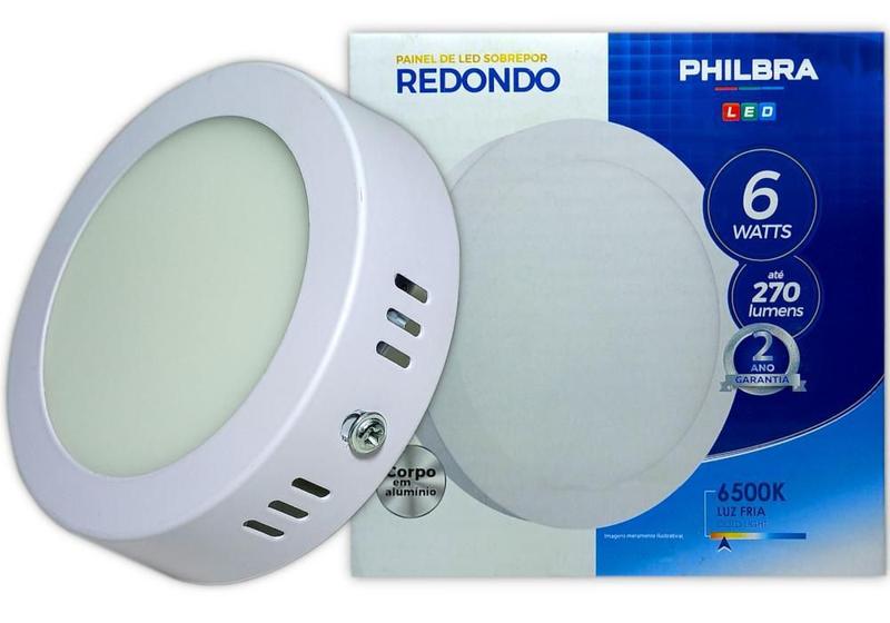 Imagem de Painel Plafon Sobrepor Luminária Led 6W Redondo Alumínio