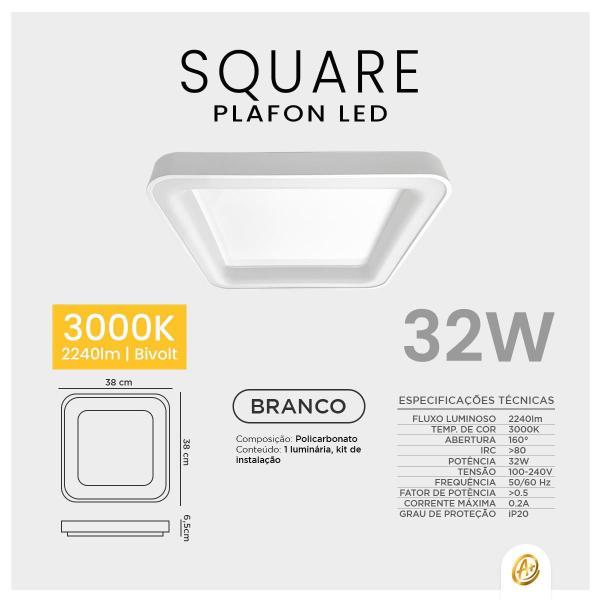 Imagem de Painel Plafon Sobrepor Quadrado Led Moderno Branco Bivolt