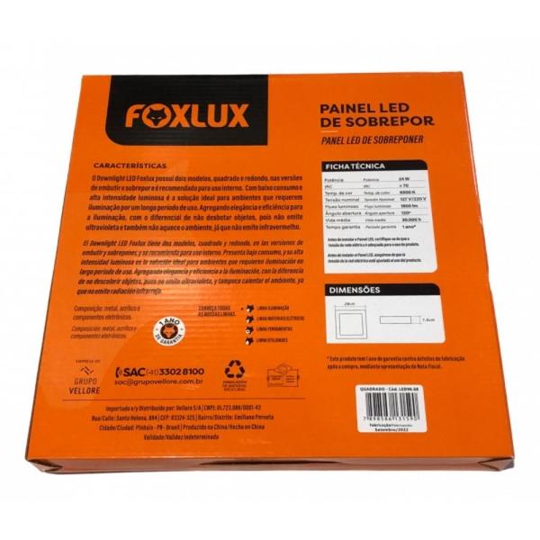 Imagem de Painel quadrado 24w bivolt 6500k slim sobrepor foxlux 90.68