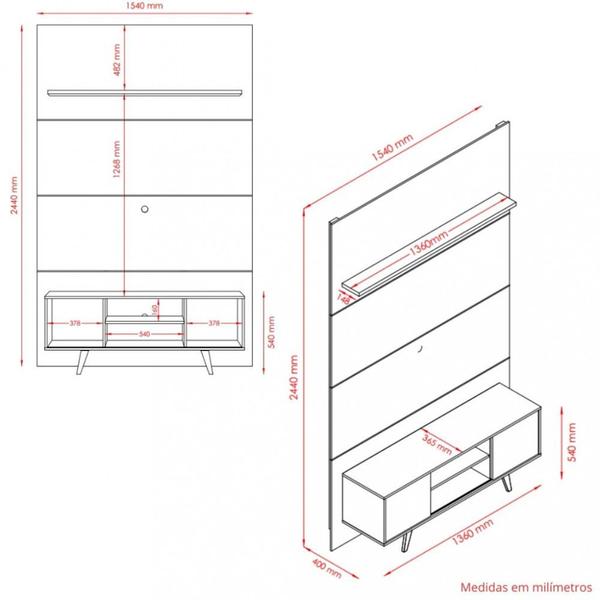 Imagem de Painel Rack para TV até 65 Polegadas 2 Portas com Pés Panorama Madetec