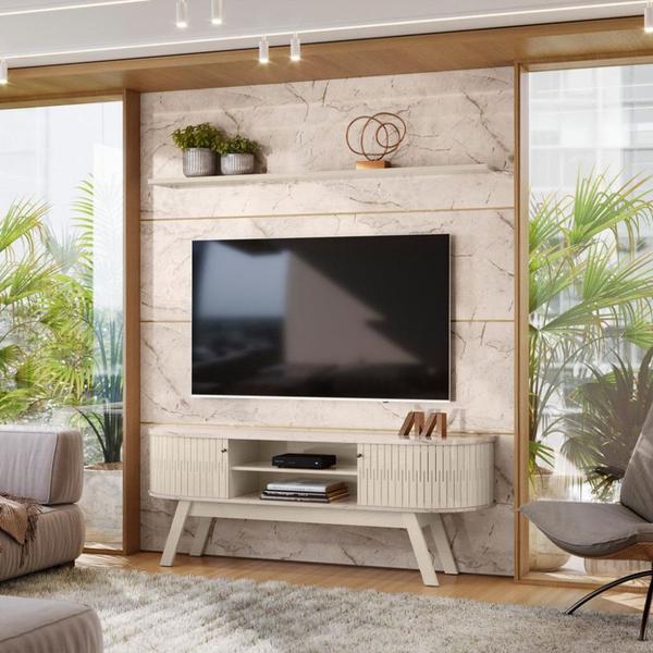 Painel Rack para TV até 75 Polegadas 2 Portas com Pés Laguna Madetec Imagem de Painel Rack para TV até 75 Polegadas 2 Portas com Pés Laguna Madetec