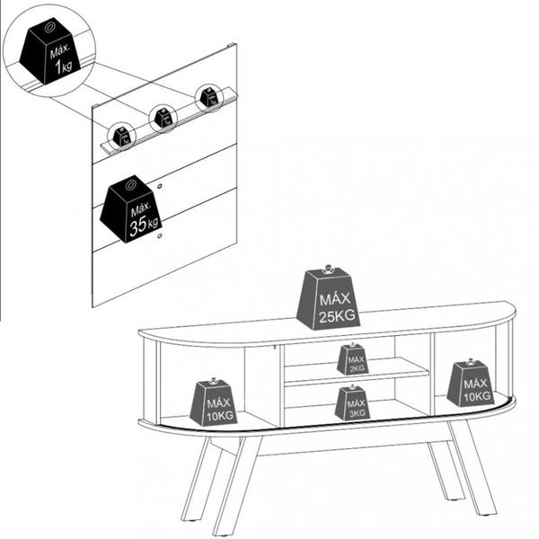 Painel Rack para TV até 75 Polegadas 2 Portas com Pés Laguna Madetec Imagem de Painel Rack para TV até 75 Polegadas 2 Portas com Pés Laguna Madetec