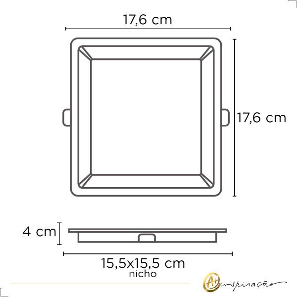 Imagem de Painel Recuado De Embutir 12W 17,6X17,6 Quadrado Bivolt Branco