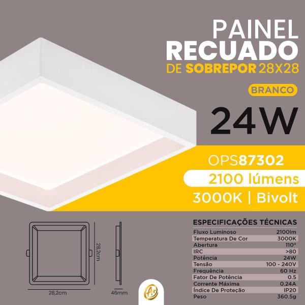 Imagem de Painel Recuado Sobrepor Quadrado Led Moderno Branco Bivolt