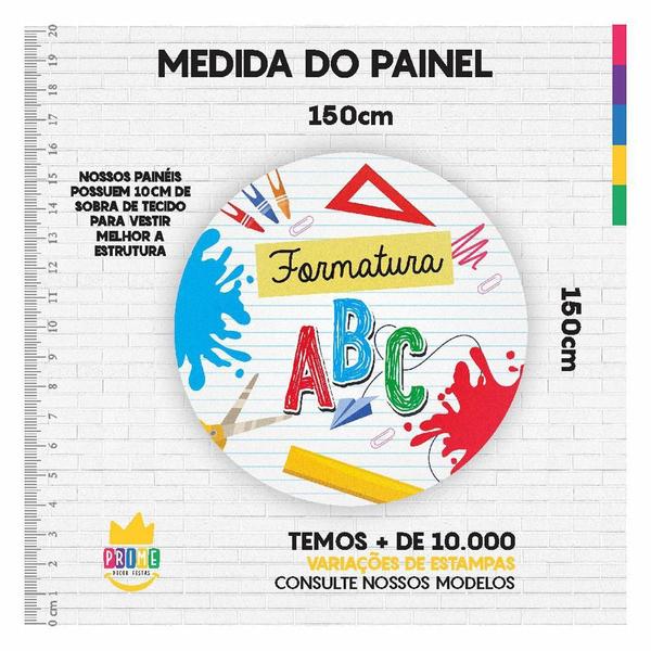 Imagem de Painel Redondo 3D Abc Tecido Sublimado 1,50M X 1,50M