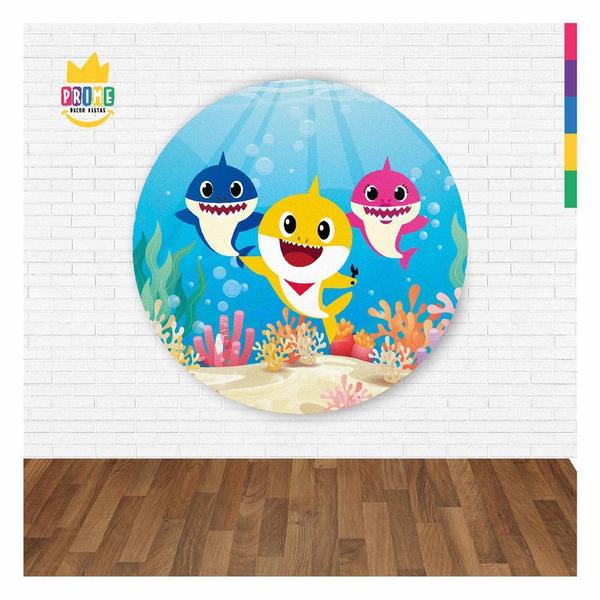 Imagem de Painel Redondo 3D Baby Shark Abre Fácil 1,50M X 1,50M