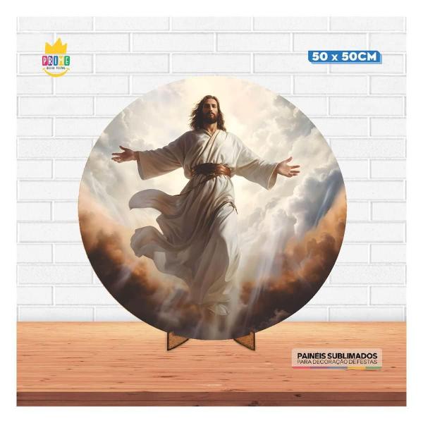 Imagem de Painel Redondo 3D Católicos Santos Igreja 50Cm Em Tecido