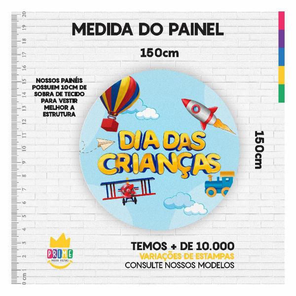 Imagem de Painel Redondo 3D Dia Das Crianças Tecido Sublimado 1,50M X