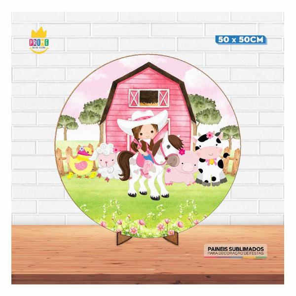 Imagem de Painel Redondo 3D Fendinha Girl 50Cm X 50Cm Suporte Mdf