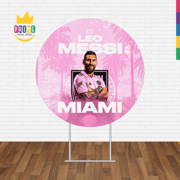 Imagem de Painel Redondo 3D Inter Miami Messi Tecido Sublimado 1,50M X