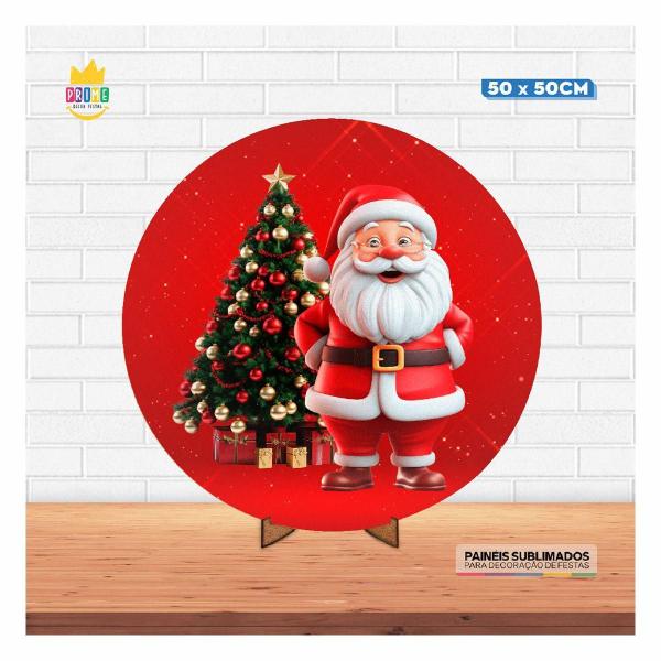 Imagem de Painel Redondo 3D Natal 50Cm X 50Cm Em Tecido Suporte Mdf