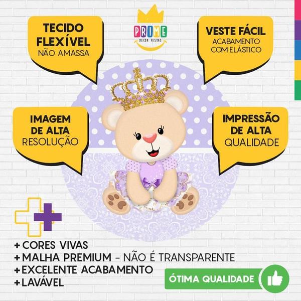 Imagem de Painel Redondo 3D Princesa Ursinha Tecido Sublimado 1,50M X