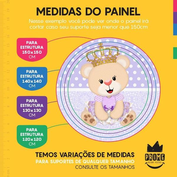 Imagem de Painel Redondo 3D Princesa Ursinha Tecido Sublimado 1,50M X