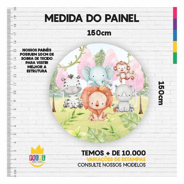 Imagem de Painel Redondo 3D Safari Tecido Sublimado 1,50M X 1,50M