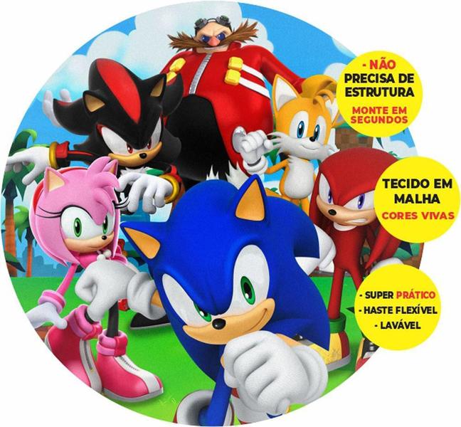 Imagem de Painel Redondo 3D Sonic Abre Fácil Tecido 1,50M X 1,50M