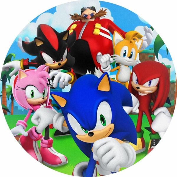 Imagem de Painel Redondo 3D Sonic Tecido Sublimado 1,50M X 1,50M