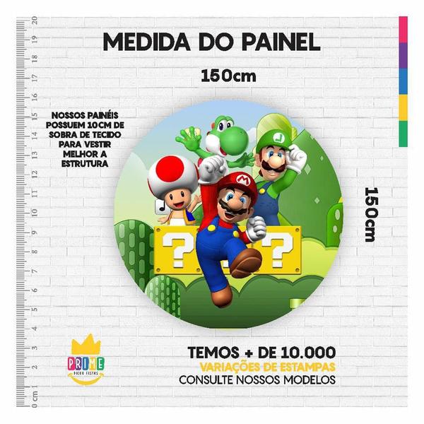 Imagem de Painel Redondo 3D Super Mario Tecido Sublimado 1,50M X 1,50M